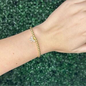 TLD DESIGNS | Gold Beaded Bow Bracelet (Clear)